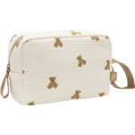 Jollein etui Mini Teddy Bear met kleine teddybeer print op lichte ondergrond voor babyaccessoires en verzorgingsspullen