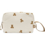 Jollein etui Mini Teddy Bear met kleine teddybeer print op lichte ondergrond voor babyaccessoires en verzorgingsspullen