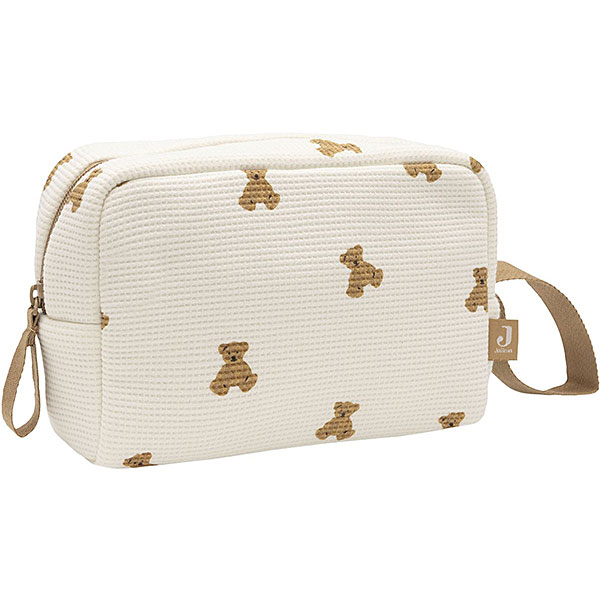 Jollein etui Mini Teddy Bear met kleine teddybeer print op lichte ondergrond voor babyaccessoires en verzorgingsspullen