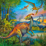 Ravensburger dinosaurussen puzzelset met 3 puzzels van 49 stukjes met kleurrijke dinosaurussen voor kinderen vanaf 5 jaar