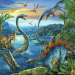 Ravensburger dinosaurussen puzzelset met 3 puzzels van 49 stukjes met kleurrijke dinosaurussen voor kinderen vanaf 5 jaar