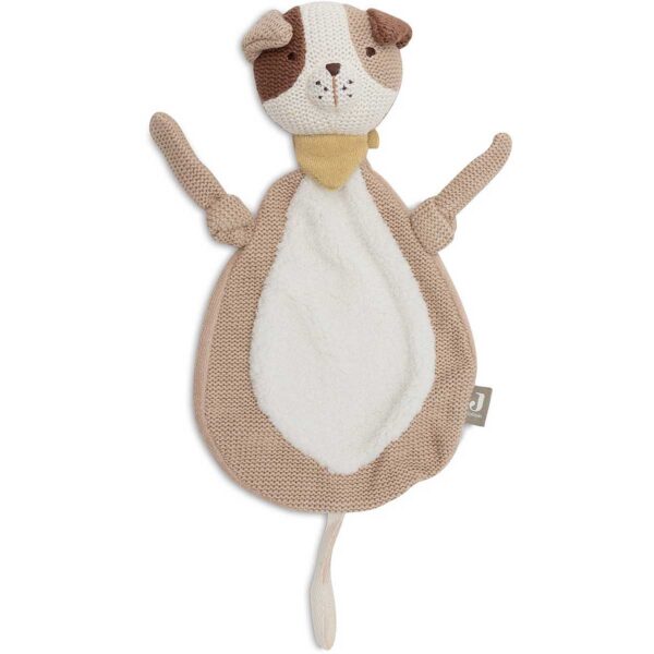 Mick the Dog speendoekje van Jollein met gebreid hondenhoofdje en zacht fleece doekje voor baby's en peuters
