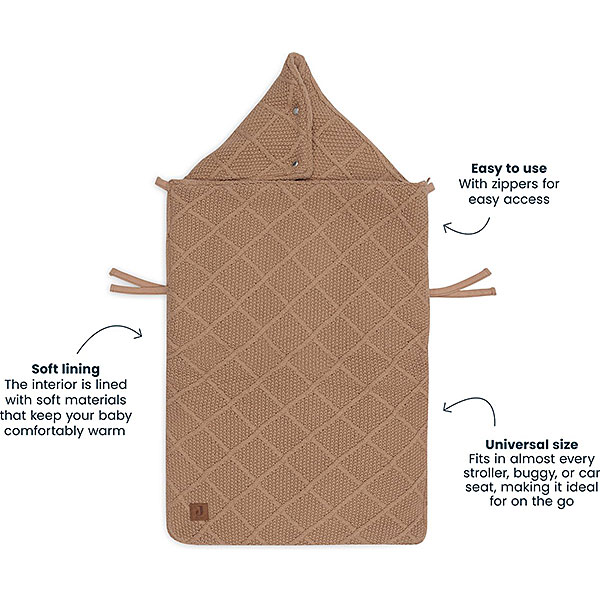 voetenzak groep 0 check knit biscuit voor autostoel baby