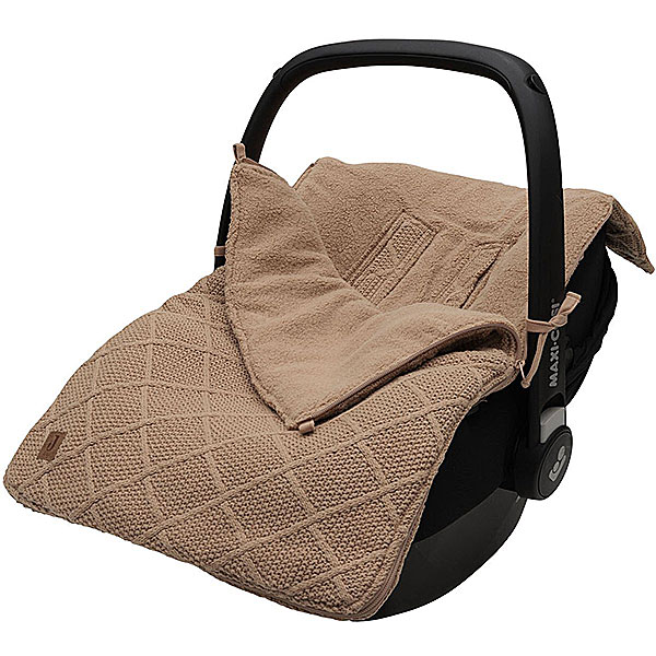 voetenzak groep 0 check knit biscuit voor autostoel baby