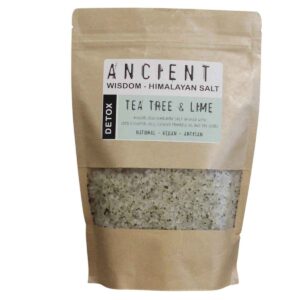 Detox Himalaya badzout met tea tree, limoen, teunisbloemolie en mineraalrijk Himalayazout voor een frisse wellnesservaring.