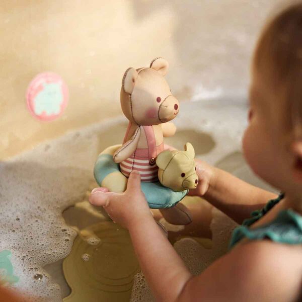 Jollein badpop Teddy Bear met afneembare zwemband en drijvend ontwerp voor baby's en peuters.