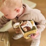 Jollein activiteitenkubus Tiny Park met kat, hond, uil en spiegel voor baby's.