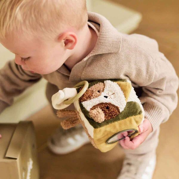 Jollein activiteitenkubus Tiny Park met kat, hond, uil en spiegel voor baby's.