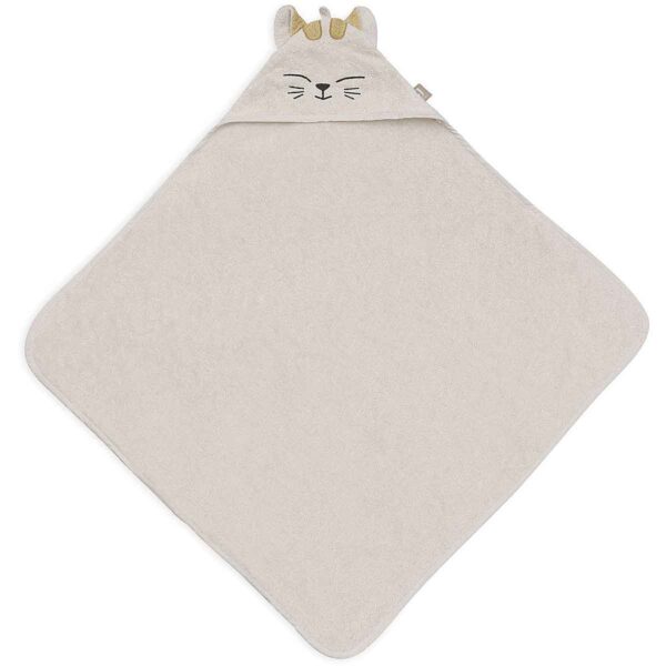 Jollein badcape Charlie van zachte badstof met capuchon en kattenoortjes. Houdt je baby warm en comfortabel na ieder badmoment.