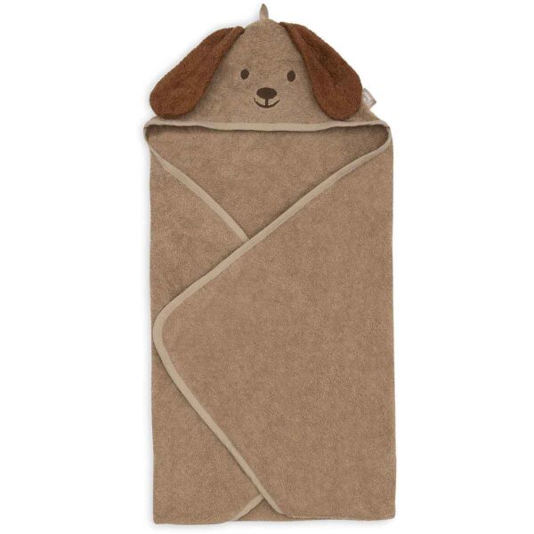 Jollein badcape Diego the Dog Tiny Park met capuchon en hondenoortjes van zachte badstof.