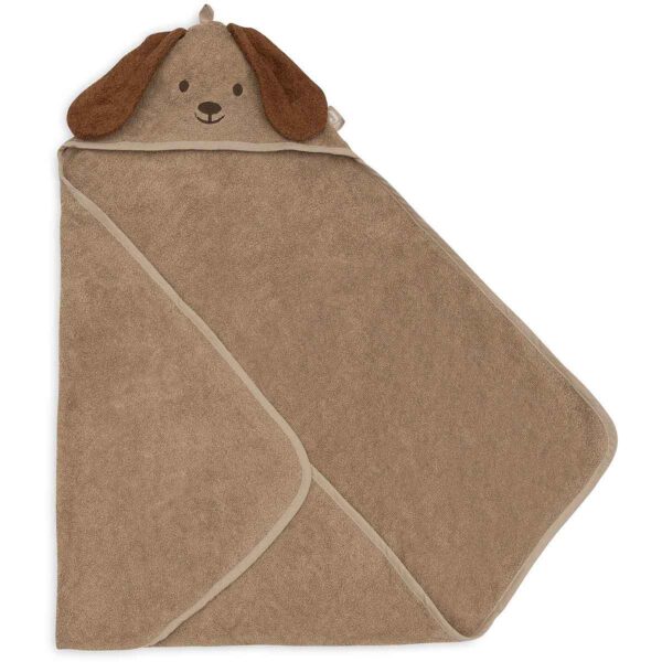 Jollein badcape Diego the Dog Tiny Park met capuchon en hondenoortjes van zachte badstof.