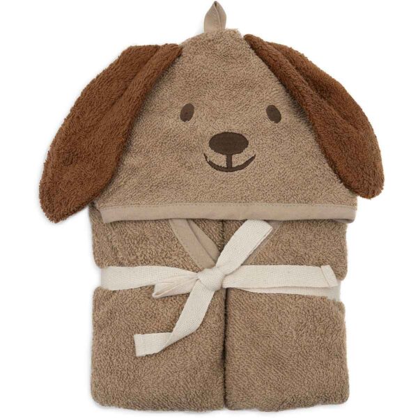 Jollein badcape Diego the Dog Tiny Park met capuchon en hondenoortjes van zachte badstof.