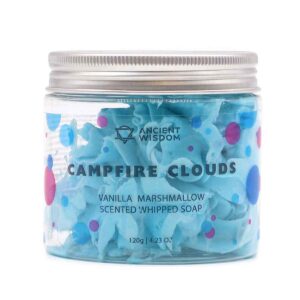 Campfire Clouds Slagroomzeep 120g met romig opgeklopt schuim en een warme geur van vanille en marshmallow.
