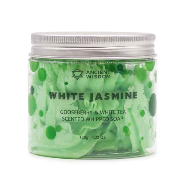 Kruisbes & Witte Thee Slagroomzeep 120g met romig opgeklopt schuim en een frisse geur van kruisbes en witte thee.