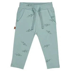 Frogs and Dogs broek Pilot Club in Gray Mist grijsgroen met vliegtuigprint en steekzakken aan de zijkant