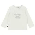 Frogs and Dogs peutershirt Little Hero Legend in White Alyssum gebroken wit met lange mouwen en FUTURE LEGEND-print