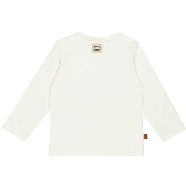 Frogs and Dogs peutershirt Little Hero Legend in White Alyssum gebroken wit met lange mouwen en FUTURE LEGEND-print