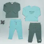 Frogs and Dogs babyshirt lange mouw jongen Pilot Club in Aqua Sea met PILOT-print en vliegtuig