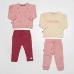 Frogs and Dogs sweater You Are Loved in Zephyr roze met bloemenprint, pofschoudertjes en ribboordjes