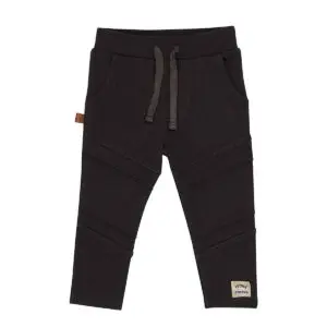 gs and Dogs peuter joggingbroek jongens Little Hero in Raven antraciet met bikernaden en trekkoord
